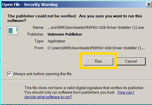 PE0FKO Security Warning