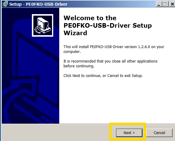 PE0FKO USB Driver Setup Wizard